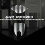 Koncepcja graficzna dla materiałów dekoracyjnych i reklamowych gabinetu stomatologicznego i medycyny estetycznej A&P Mrożek. Nowoczesny, minimalistyczny styl.