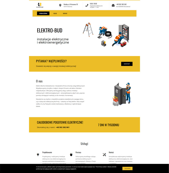 Serwis internetowy firmy elektrycznej Elektrobud w ciekawym, nowoczesnym stylu.